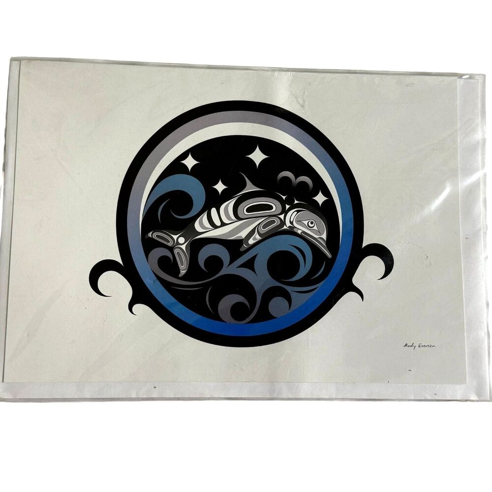 Andy Everson Wave Dancer Dolphin 2005 Art Print 6 x 9 Approx bv